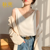 秋壳白色真丝吊带背心女夏季设计感小众外穿V领打底上衣2022新款