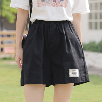 学院风纯棉大版百搭中学生松紧腰A字显瘦绿色短裤770#