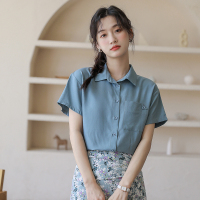 2022夏季别致设计感小众气质复古文艺休闲chic衬衫女潮