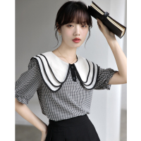 泡泡袖雪纺衫女装夏装2022年新款短袖T恤遮肚子上衣宽松夏季