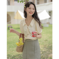 短袖衬衫女设计感小众夏季甜美高级别致纯棉泡泡袖小个子上衣