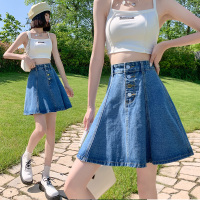 2022夏季高腰牛仔短裙女a字短裙显瘦女装230斤