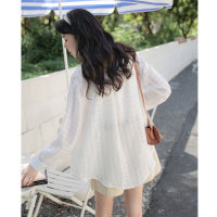 夏新款宽松薄款开衫上衣外套格子防晒衬衣女设计感小众