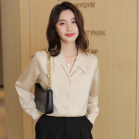 2022秋季新款小尖领醋酸缎面衬衫时尚港风韩范百搭衬衣女上衣