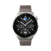 华为/HUAWEI WATCH GT 3 Pro 46mm 时尚款 灰色真皮表带 智能手表 运动手表 两周强劲续航 无线快充 蓝牙通话 ECG心电分析 健康研究 专业守护