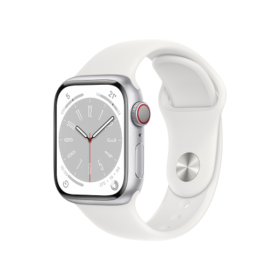 Apple Watch Series 8 智能手表 (GPS+蜂窝版) 45mm 银色铝金属表壳 运动型表带