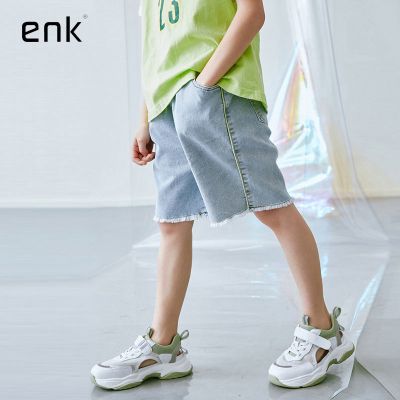 ENK夏季男童休闲毛五分边牛仔裤