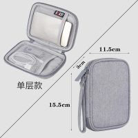 希捷移动硬盘包适西部数据WD2.5寸卡通便携旅行硬盘收纳保护壳套 耐磨涤纶硬盘包 灰色 收纳两个2.5寸移动硬盘