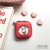 迷你耳机收纳盒数据线收纳包充电器U盘充电线手机收纳袋可爱卡通 收纳包-英文旺仔