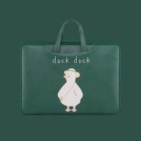 卡通手提电脑包13/14/15.6寸学生女可爱清新防水笔记本防震内胆包 duck绿鸭子 13寸
