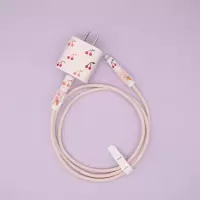 适用苹果手机数据线保护套iPhone13pro快充18w20w充电器12max绕绳 粉底樱桃R保护套
