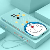 华为mate20手机壳哆啦A梦防摔液态硅胶全包镜头mate20pro保护套款 淡青色-哆啦A梦(送液态手绳) Mate2