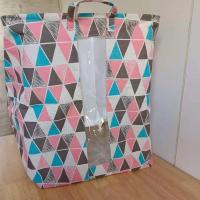 大号收纳防水加厚装被子衣物整理收纳袋搬家可洗巨无霸收纳箱 粉三角 105L可视窗口 一个装