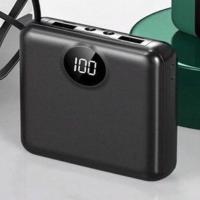 迷你卡通自带线快充充电宝2万毫安苹果华为OV通用移动电源大容量 黑色 20000毫安