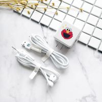 OPPO RENO R17 R15 K3手机数据线保护套充电器保护线耳机缠绕绳 芝麻街 三合一线