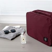 新款多隔层衣物收纳袋 旅行整理拉杆箱包防水单肩手拎两用行李包 酒红