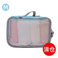 收纳神器旅行六件套收纳袋套装旅游行李箱整理包衣物分装袋 衬衣收纳袋-蓝色中号