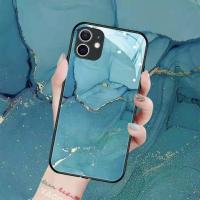 大理石耐克苹果11手机壳iPhone12pro/7/8plus/xsmax玻璃x男女款xr [玻璃壳]蓝色大理石 202