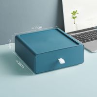 抽屉式桌面收纳盒化妆品置物架办公室工位书桌上整理神器储物小柜 .钴蓝.#抽屉x1..