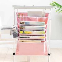 课桌神器挂书袋学生课桌收纳带挂书袋大容量高中生书桌边挂袋韩国 基础6层粉