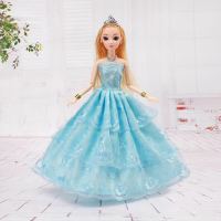 芭比娃娃单个装公主婚纱新娘女孩儿童玩具换装圣诞礼物儿童节礼物 婚纱娃娃-蓝色(送14赠品) 5D美瞳真眼6关节娃娃-(袋