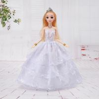 换装芭比娃娃单个装礼盒洋娃娃女孩公主婚纱儿童玩具套装圣诞礼物 婚纱娃娃-白色(送14赠品) 3D美瞳真眼6关节娃娃-袋装