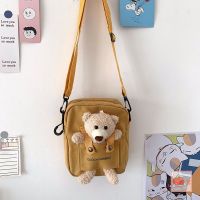ins日系百搭学院休闲可爱卡通森系韩国小熊复古软妹萌单肩斜挎包 黄色小熊