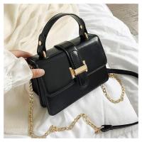 上新包包女2021新款潮韩版时尚百搭ins女士简约单肩斜挎包时尚 黑色