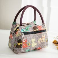 [手提包]防水手提便当包妈咪包女包午餐包饭盒袋小布包 外拉灰猫 长22CM高16CM底宽15CM