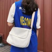 包包女日系新款星球单肩包 韩版ins帆布包女学生百搭斜挎包手提袋 邮差包 两用款 白色 (不加挂件)