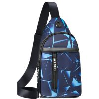 [全新升级]男包韩版潮流迷彩胸包单肩斜挎休闲包牛津帆布小背包 2116-蓝色基础款