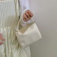 豆腐包包女2021夏季ins 简约软皮手拎包大容量日常百搭手挎小包女 奶白色无链条