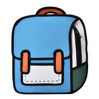 林妙妙同款少年派二次元漫画包立体书包3D双肩包背包潮女书包女包 蓝色