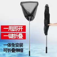 不锈钢抄网杆套装实心一体捞鱼网兜伸缩杆折叠网抄钓鱼捞网鱼抄网 不锈钢一体可折叠1.8米