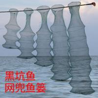 胶丝速干小鱼护加粗软钢丝小密网眼不锈钢折叠鱼护黑坑鱼网兜鱼篓 南韩胶丝三层鱼护送三包饵 不带包