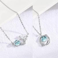 二三四人幻想星球ins项链女蓝粉色韩版学生锁骨链吊坠女闺蜜礼物 [银蓝色]流星+星球款 闺蜜2人 普通袋装(送精美发绳)