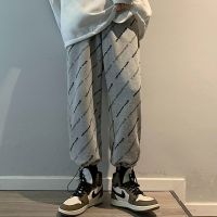 大码男装夏季薄款男士直筒宽松款男裤休闲胖子长裤子韩版潮流ins [单件装]U5014浅灰色 M 建议100斤内