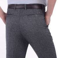 [富贵鸟]秋冬中老年男裤中年男士休闲裤宽松西裤直筒爸爸裤子加绒 夏季薄款 浅灰色[一条装] 29码[腰围2尺2]