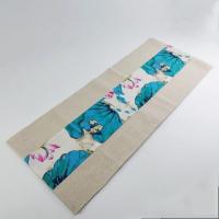 中式禅意棉麻茶席民族风桌布蓝印花茶道茶席桌旗餐桌布电视柜盖布 绿荷 90x30cm