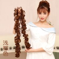 假发女长发夏季新娘盘发器毛毛虫卷发圈古装发饰半丸子头蓬松花苞 1米长(浅棕色)