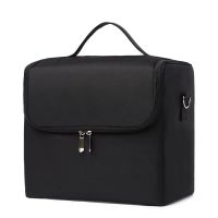 专业化妆箱包手提大容量多层美甲美发美容纹绣工具箱化妆品收纳包 黑色防水布包