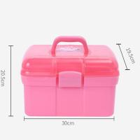 美甲工具箱可放光疗机大容量便携多层指甲油收纳盒美甲收纳盒 粉色 小号21.5x13x14.5