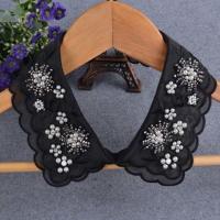 假领子蕾丝春秋围脖衣领毛衣衬衫领部配饰单领白色女钉珠假V领 黑色 纯棉-尖