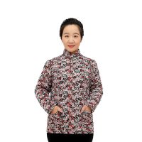 中老年驼绒棉衣女冬季妈妈短款棉袄宽松休闲弹力花袄保暖抗寒外套 七彩小红花 3XL 85斤-115斤
