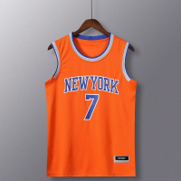 新款篮球服女ins学生球衣短袖假两件宽松韩版背心街头嘻哈潮上衣 桔色无袖背心款主图设计效果7号 S