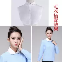 韩版假领子女百搭雪纺衬衫假领立领尖领衬衣领子春秋冬季假衣领女 白色圆领 均码