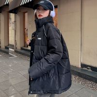 羽绒棉服女2021冬新款棉衣宽松大码加厚保暖小个子短款棉袄面包服 显瘦黑色 S 90-105斤左右