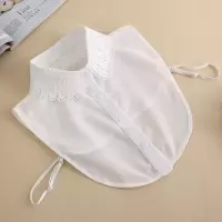 钩花领春秋假领子女百搭假领衬衫装饰假衣领多功能衬衣假领女装饰 素白钩花[白色]