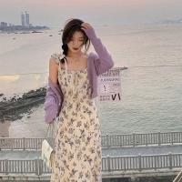 [胡楚靓浮生若梦]法式温柔碎花连衣裙女夏2021年新款雪纺吊带裙 吊带裙[雪纺优质面料] S[建议75-90斤]