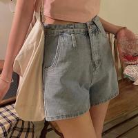 学生高腰牛仔短裤女春夏新款ins韩版五分直筒裤宽松显瘦阔腿热裤 3228蓝色 S